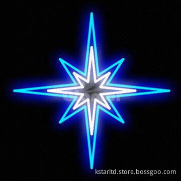 LED Star Motif, Made with Strong Iron Frame and LED Rope Light/Strings, for Outdoor, High Quality